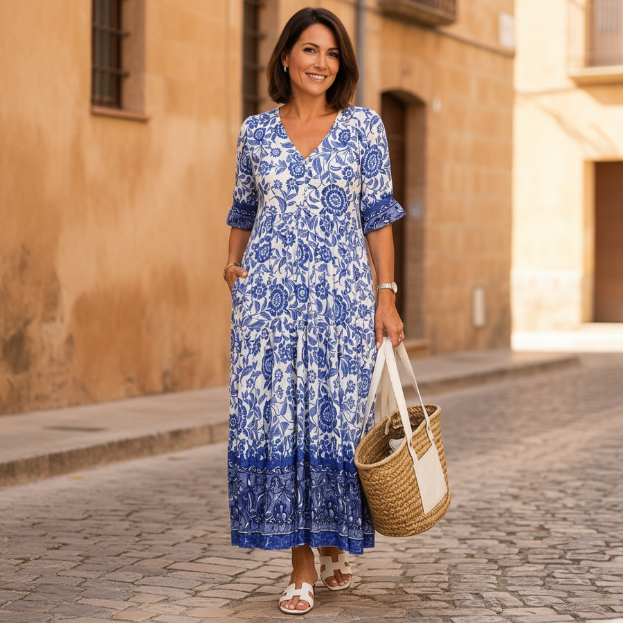 KEISHA | Graceful V-Neck Floral Dress