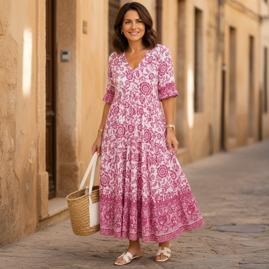 KEISHA | Graceful V-Neck Floral Dress