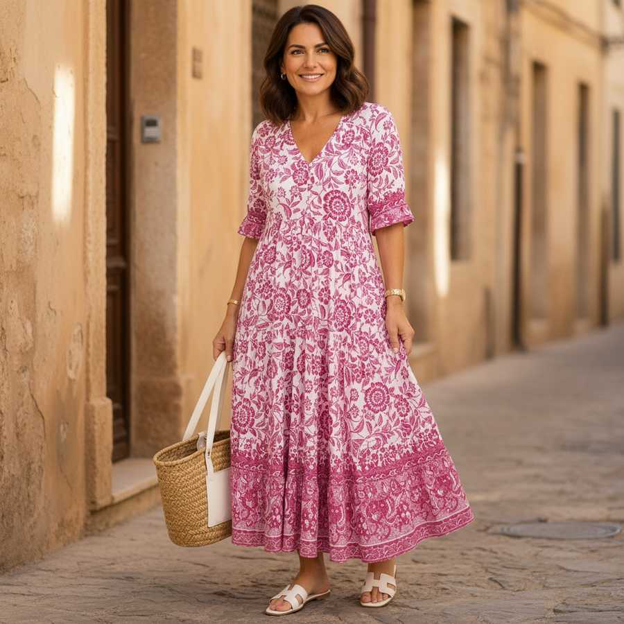 KEISHA | Graceful V-Neck Floral Dress