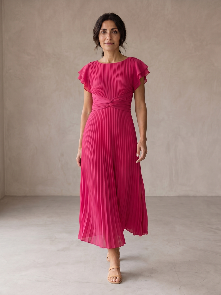 Seraphina | Elegant Pleated Tie-Waist Maxi Dress