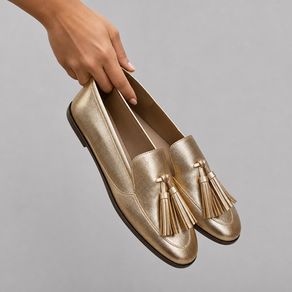 Donatella | Gold Tassel Loafers
