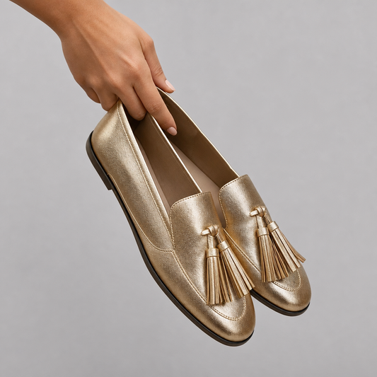 Donatella | Gold Tassel Loafers