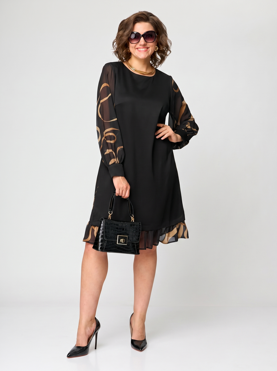 Francesca | Black Sheer Sleeve Ruffle Dress