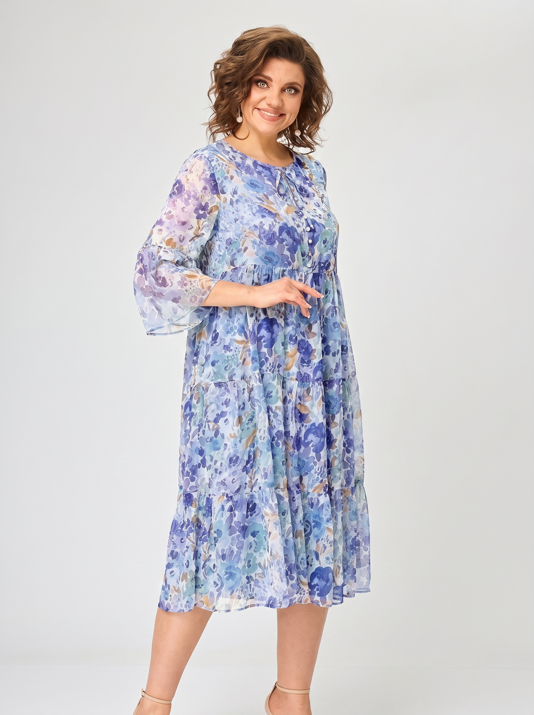 Camille | Printed Button-Up Tie Detail Dress