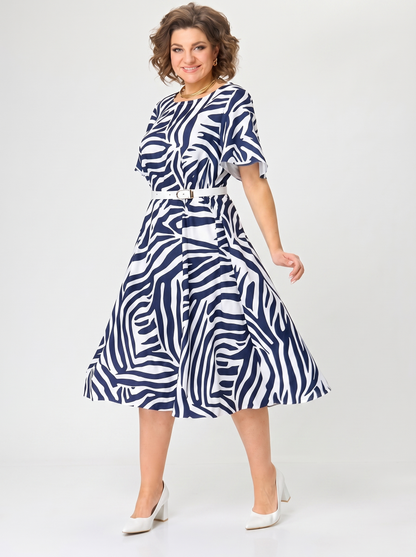 Serena | Waist-Defining Printed Midi Dress