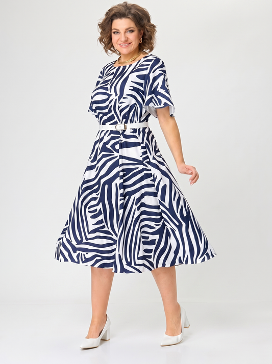 Serena | Waist-Defining Printed Midi Dress