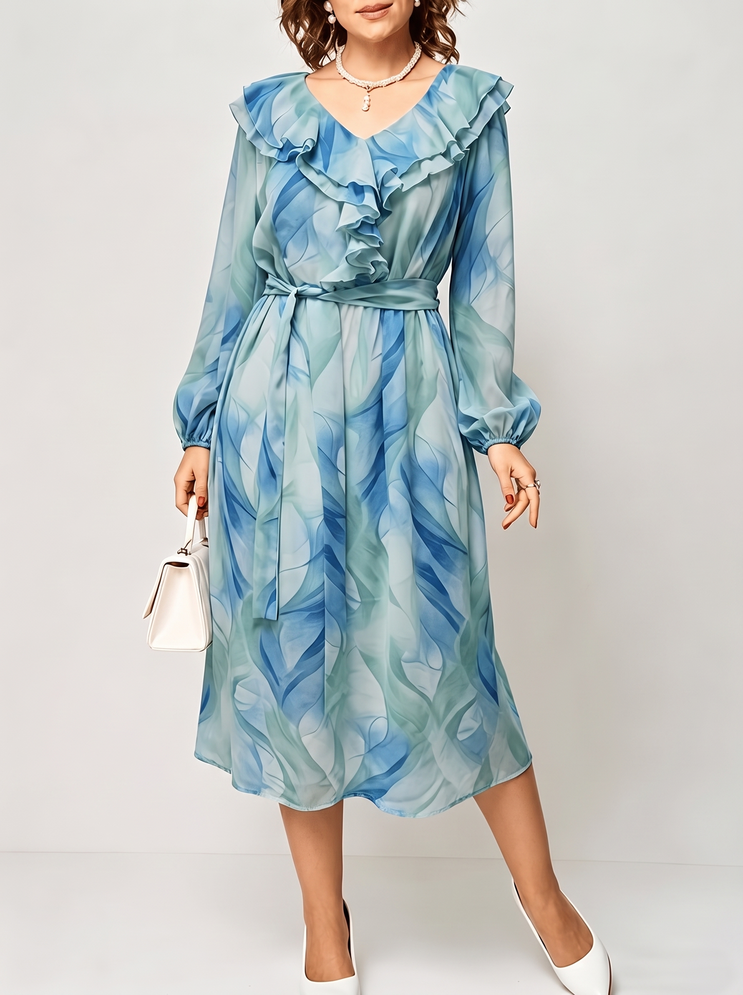 Marina | Blue-Green Ombre Chiffon Dress