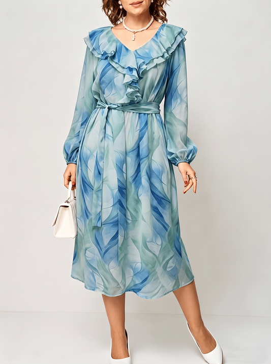 Marina | Blue-Green Ombre Chiffon Dress