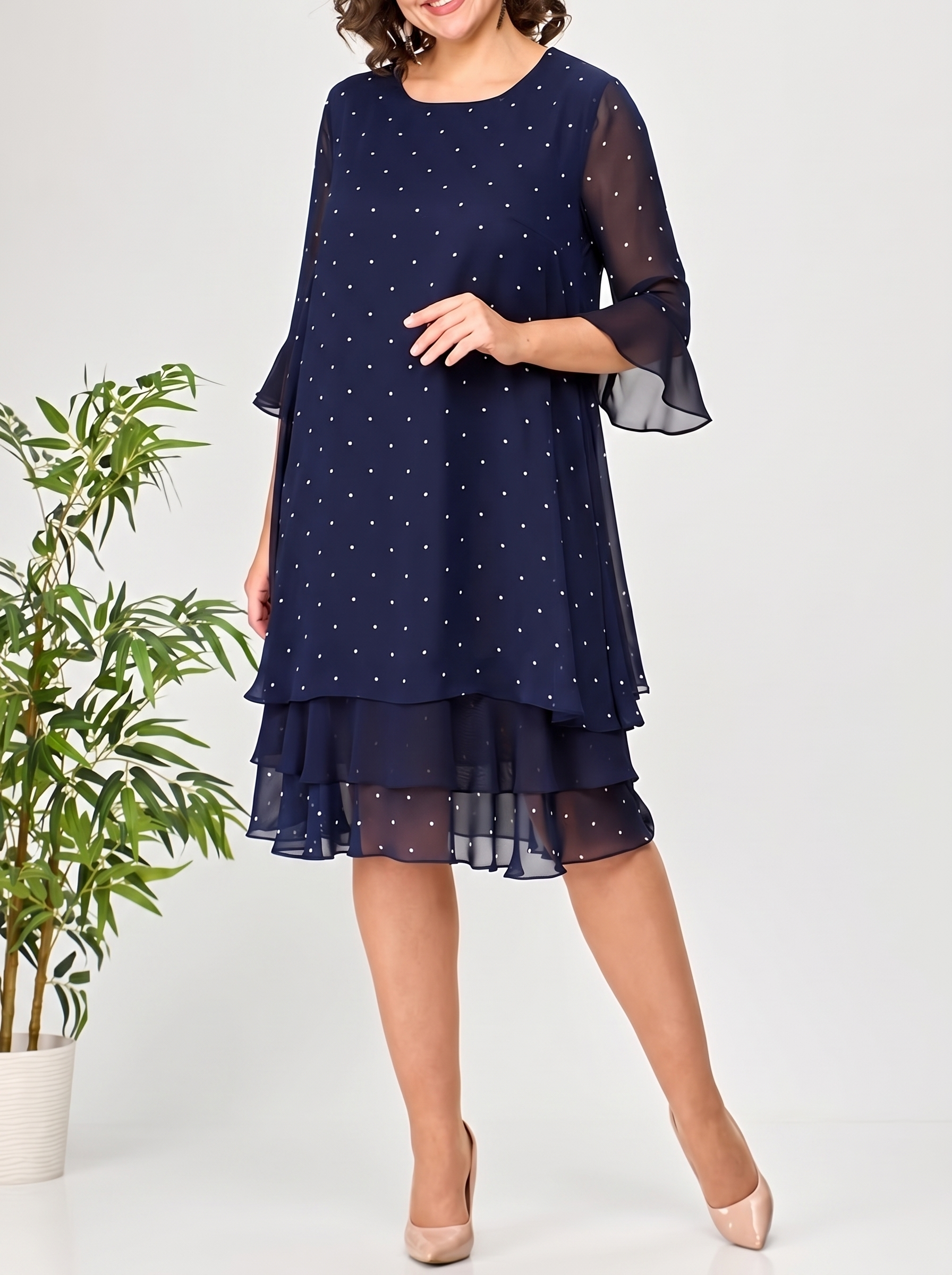 Maribel | Floral Polka Dot Chiffon Dress