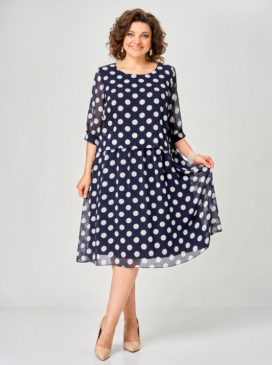 Estelle | Layered Polka Dot Chiffon Dress