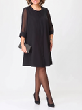 Alessia | Black Contrast Trim Chiffon Dress