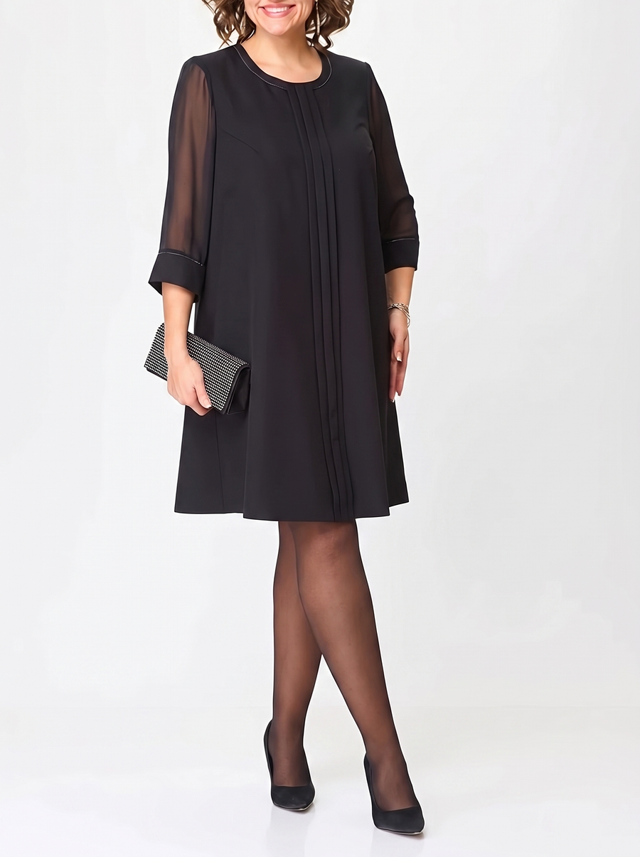 Alessia | Black Contrast Trim Chiffon Dress