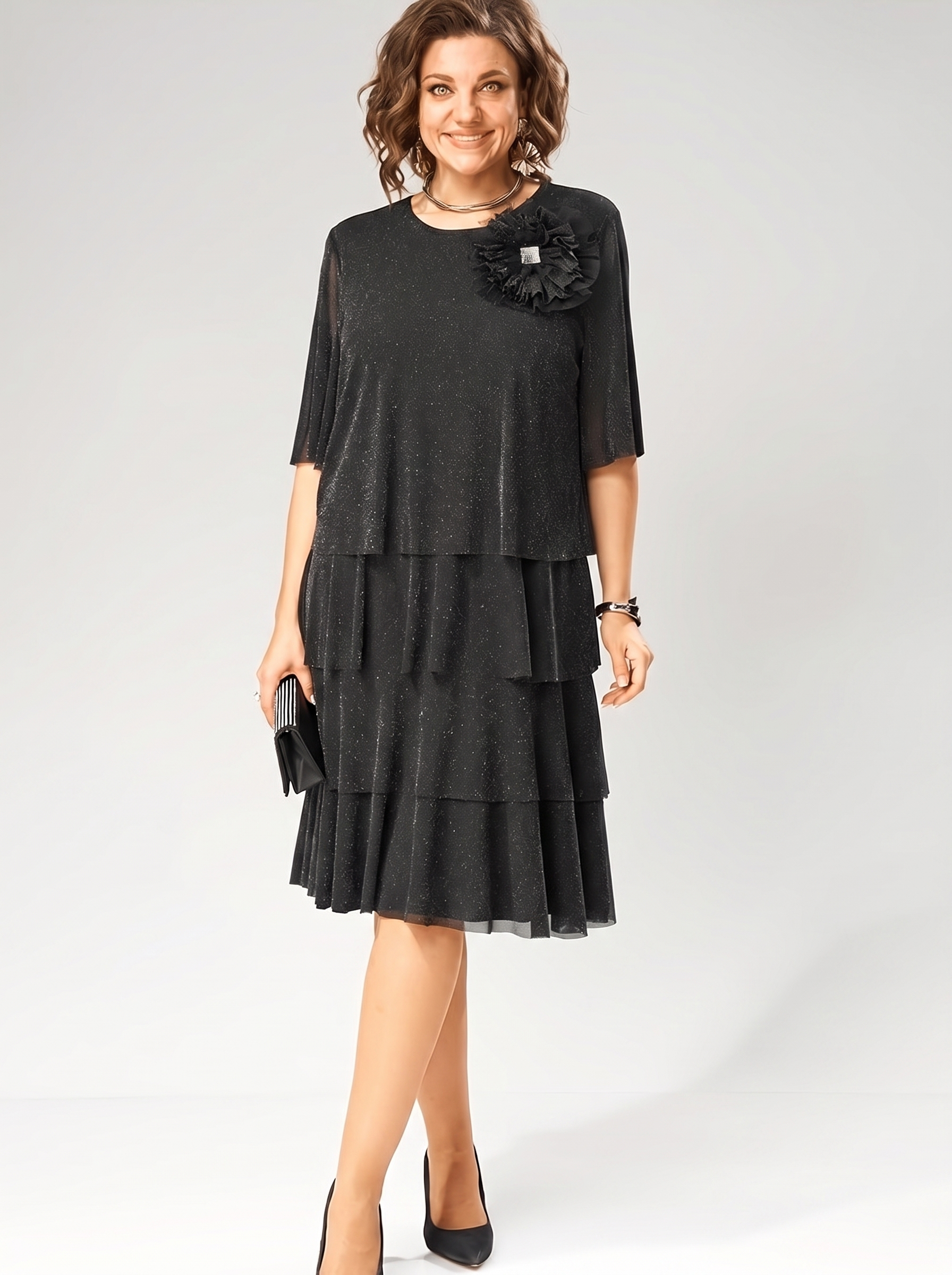 Isabella | Glitter Mesh Floral Dress