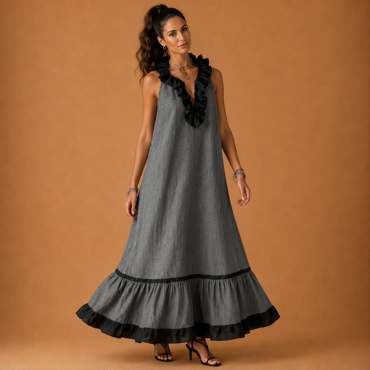 KENDALL | Elegant long dress with ruffles