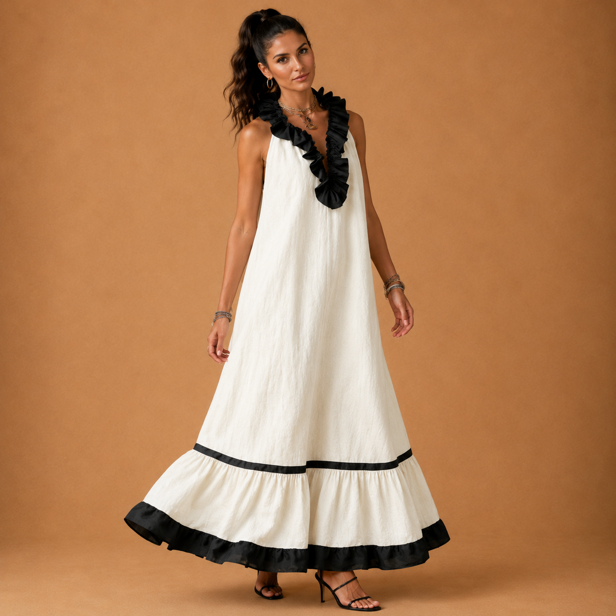 KENDALL | Elegant long dress with ruffles
