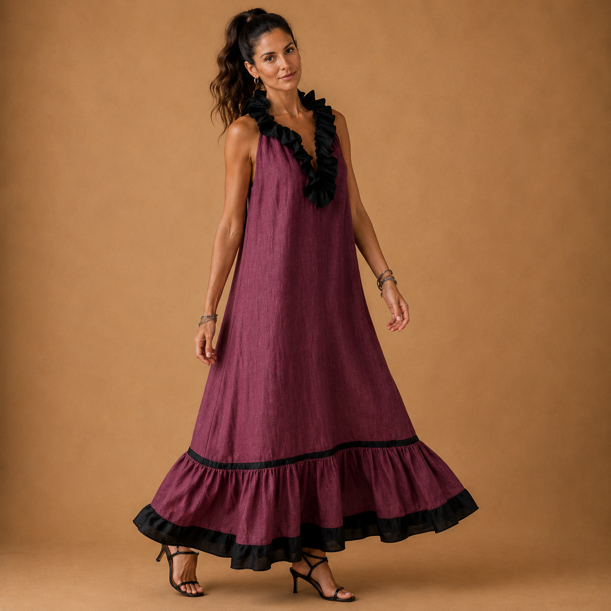 KENDALL | Elegant long dress with ruffles