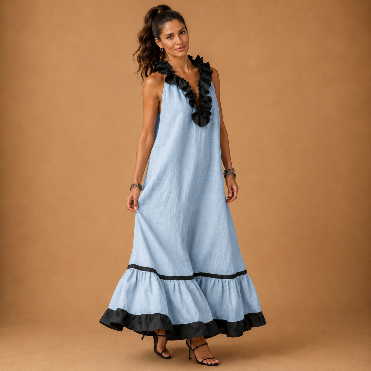 KENDALL | Elegant long dress with ruffles