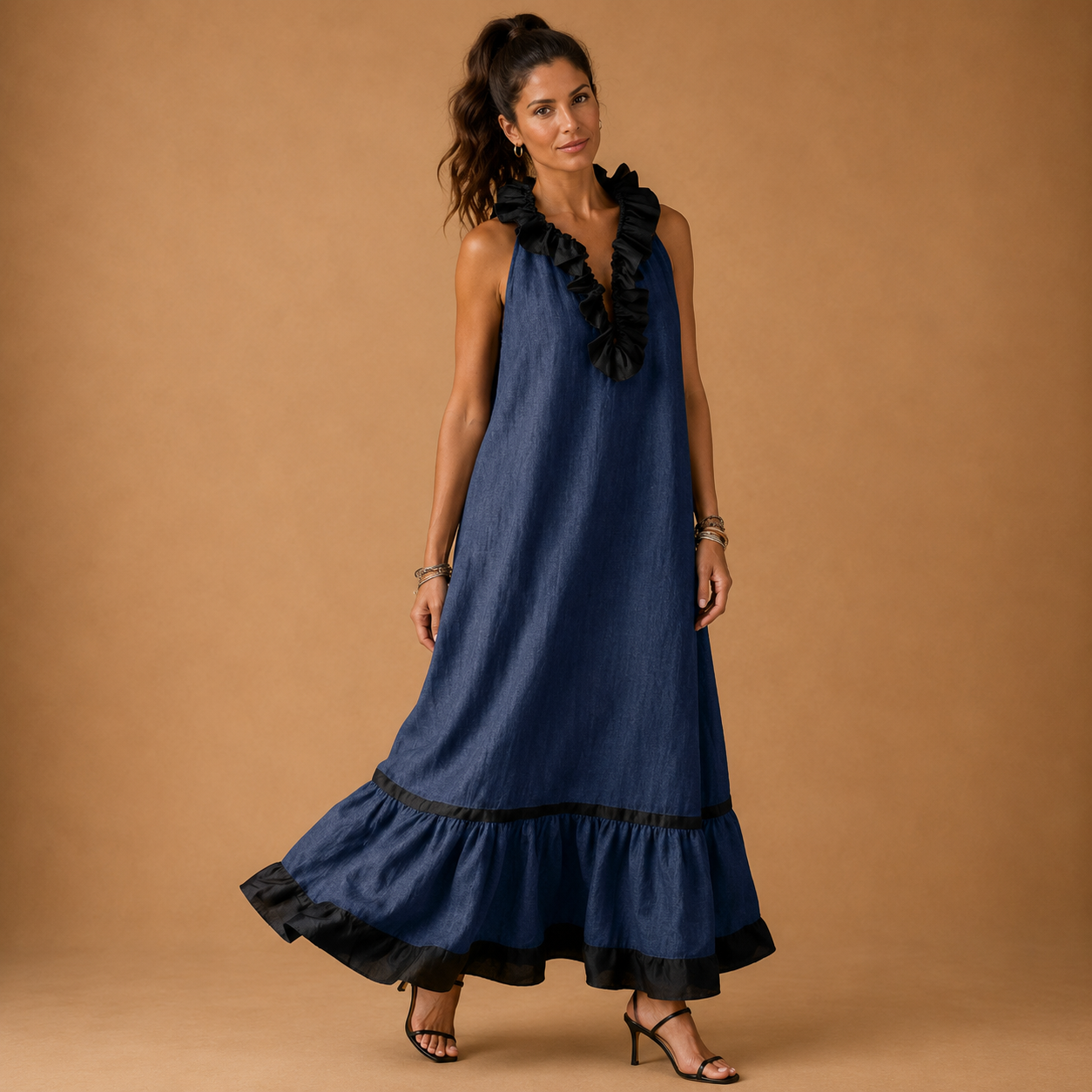 KENDALL | Elegant long dress with ruffles