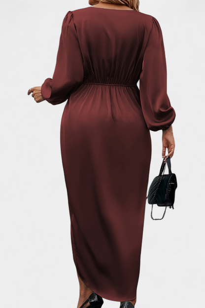 Andrea | Elegant V-Neck Side-Slit Maxi Dress
