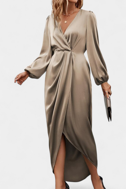 Andrea | Elegant V-Neck Side-Slit Maxi Dress