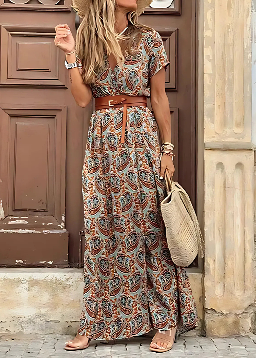 Justine | Long Belted Boho Dress