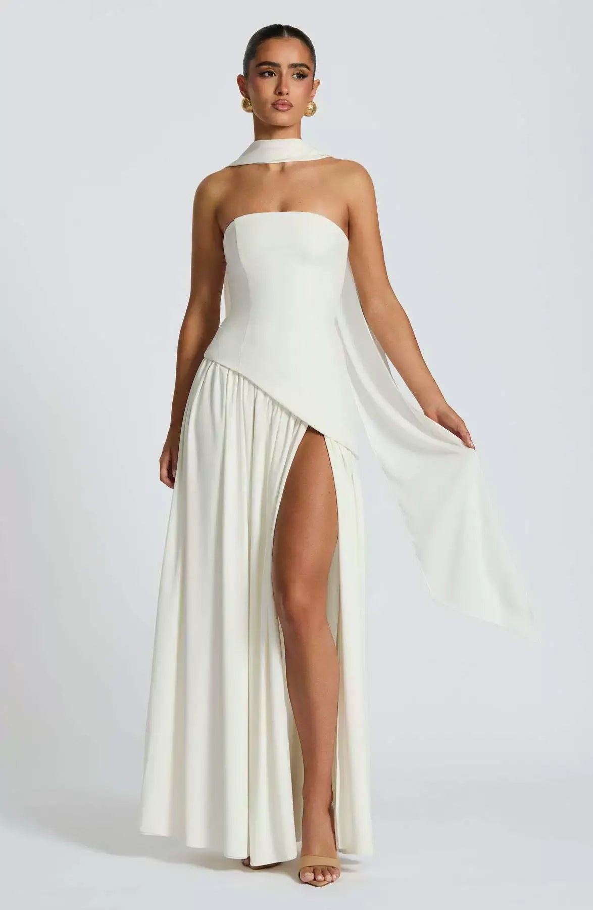 Lina | Strapless High-Slit Maxi Dress