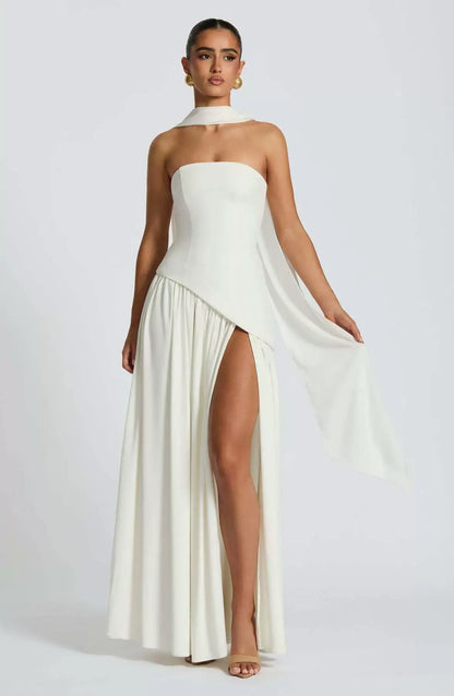 Lina | Strapless High-Slit Maxi Dress