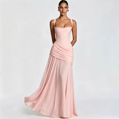 Enie | Ruched Square-Neck Maxi Dress