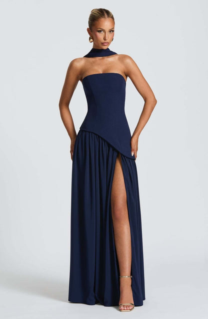 Lina | Strapless High-Slit Maxi Dress