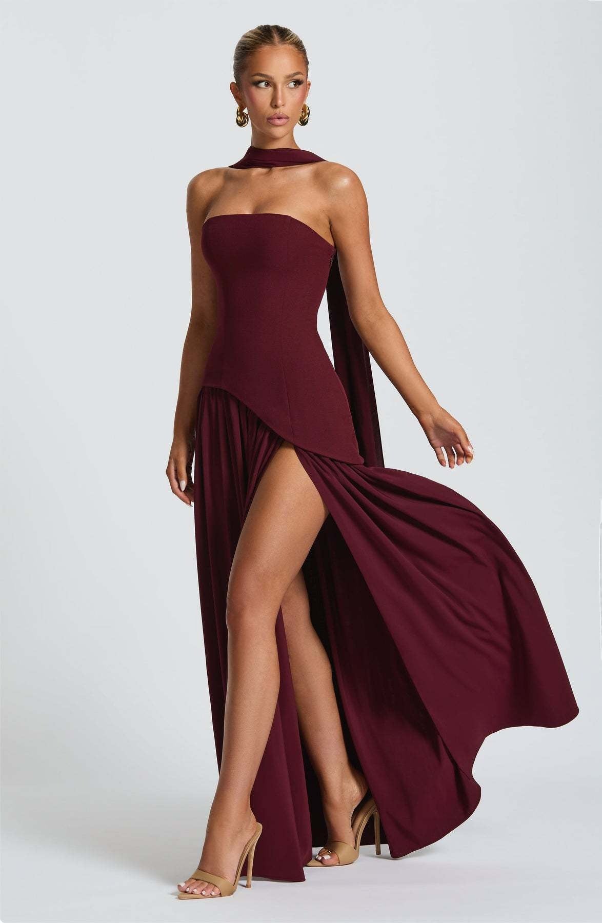 Lina | Strapless High-Slit Maxi Dress