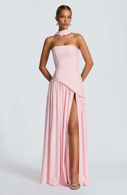 Lina | Strapless High-Slit Maxi Dress