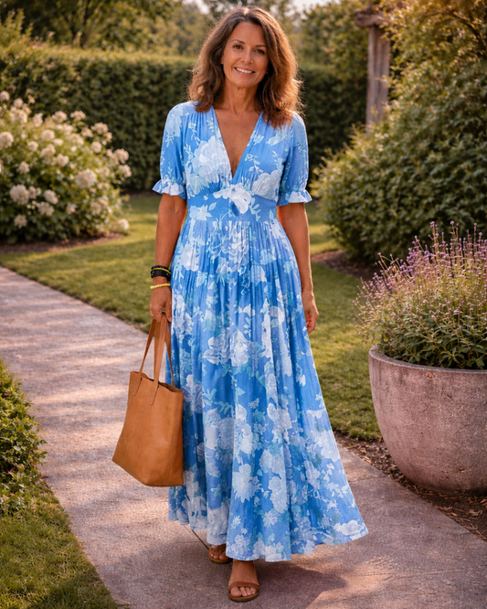 Ione | Floral Sleeveless V-Neck Midi Dress