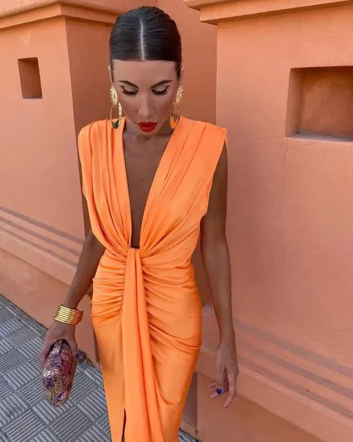 Isabelle | Deep V-Neck Occasion Dress