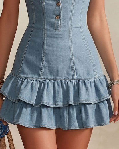 Isolde | Sleeveless Denim Short Dress