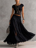 Cordelia | Lace | Paneled Top & Pleated Maxi Skirt Set