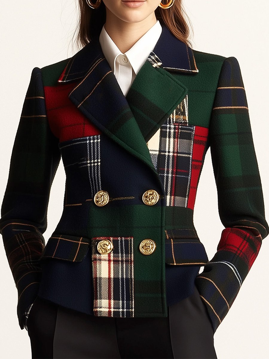 Flora | Plaid Double-Breasted Blazer