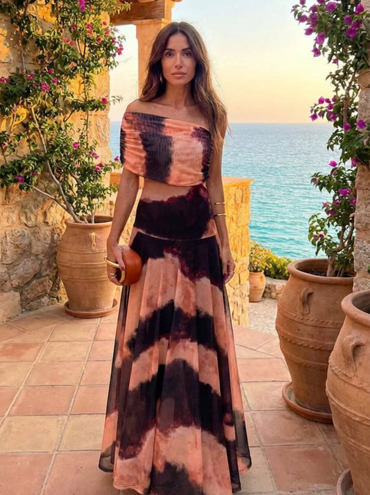 Orange & Brown Print Dress