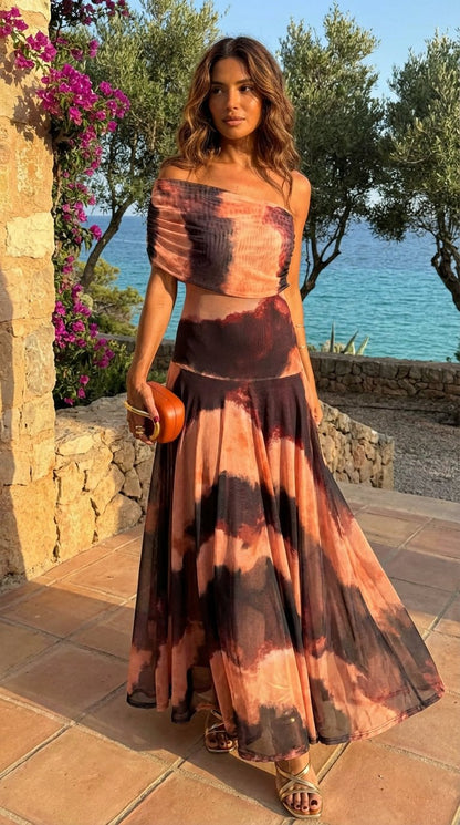 Orange & Brown Print Dress