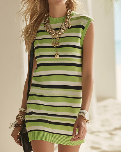 Kaleida | Sleeveless Striped Short Dress