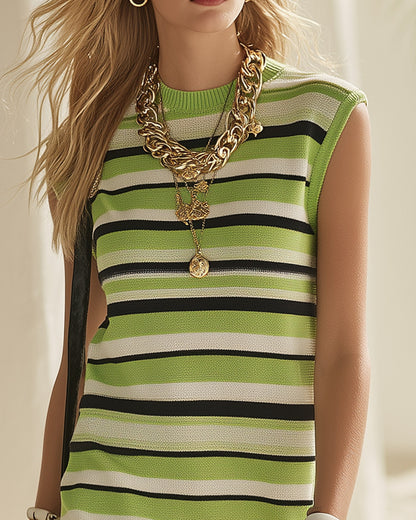 Kaleida | Sleeveless Striped Short Dress