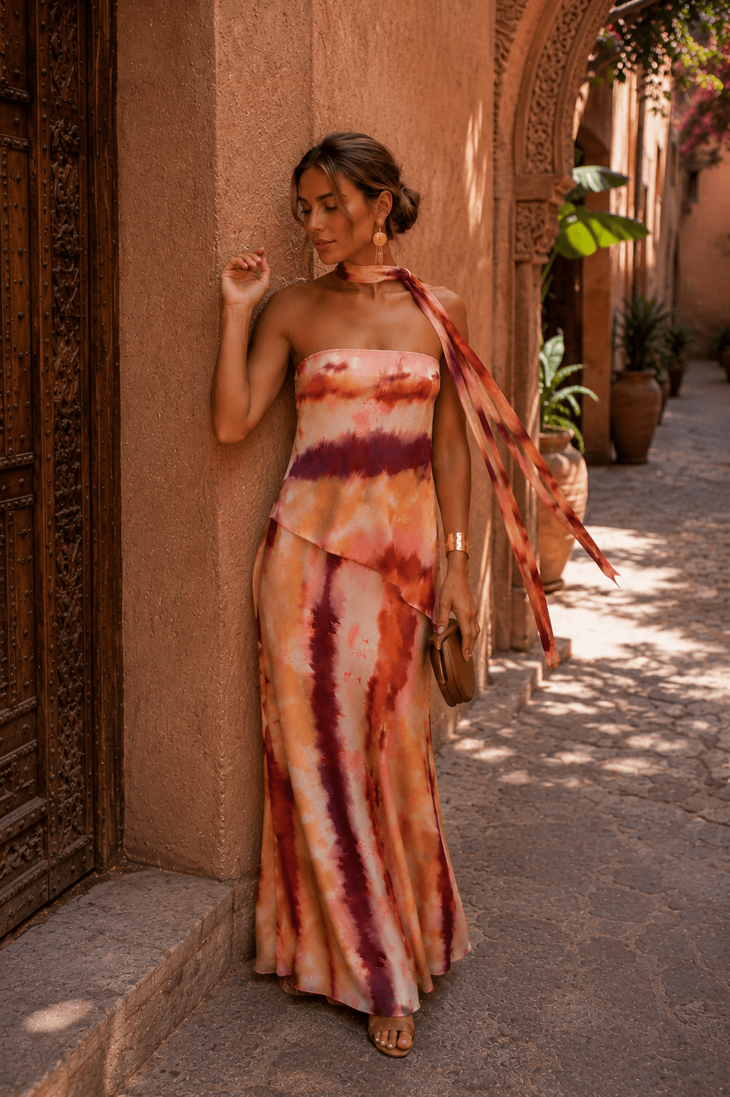 Strapless Printed Maxi Dress