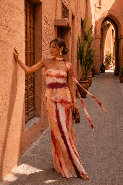 Strapless Printed Maxi Dress