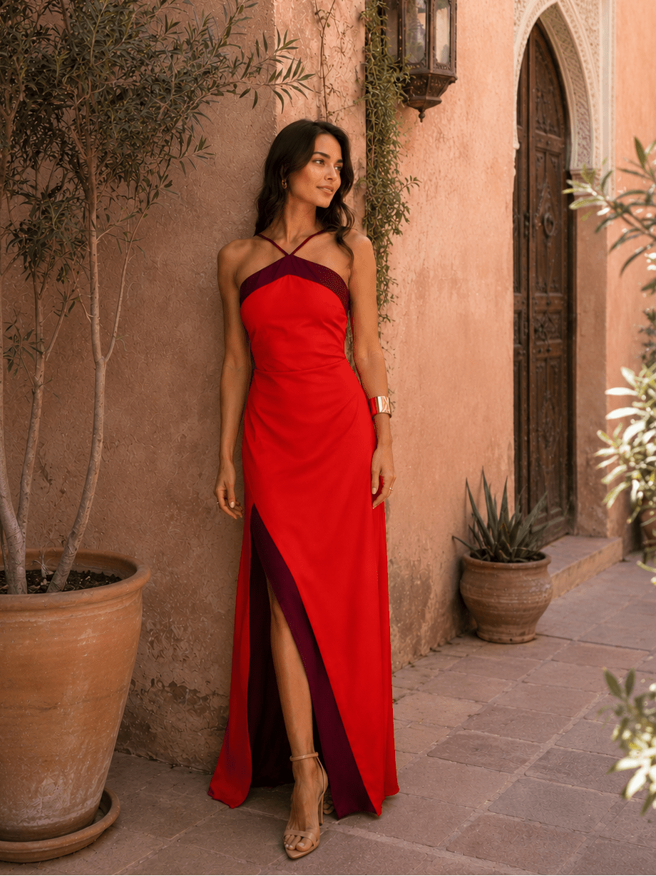 Halter Maxi Dress with Side Slit