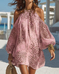 Leopard | Off-Shoulder Chiffon Mini Dress