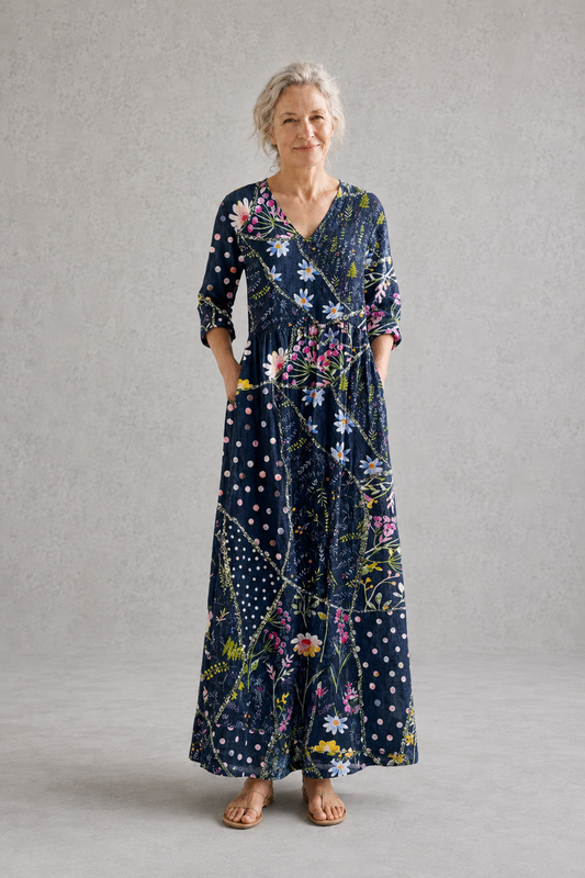 Linda | Navy Floral Summer Dress