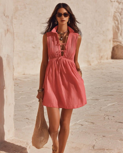 Lysara | Sleeveless Tie-Detail Short Dress