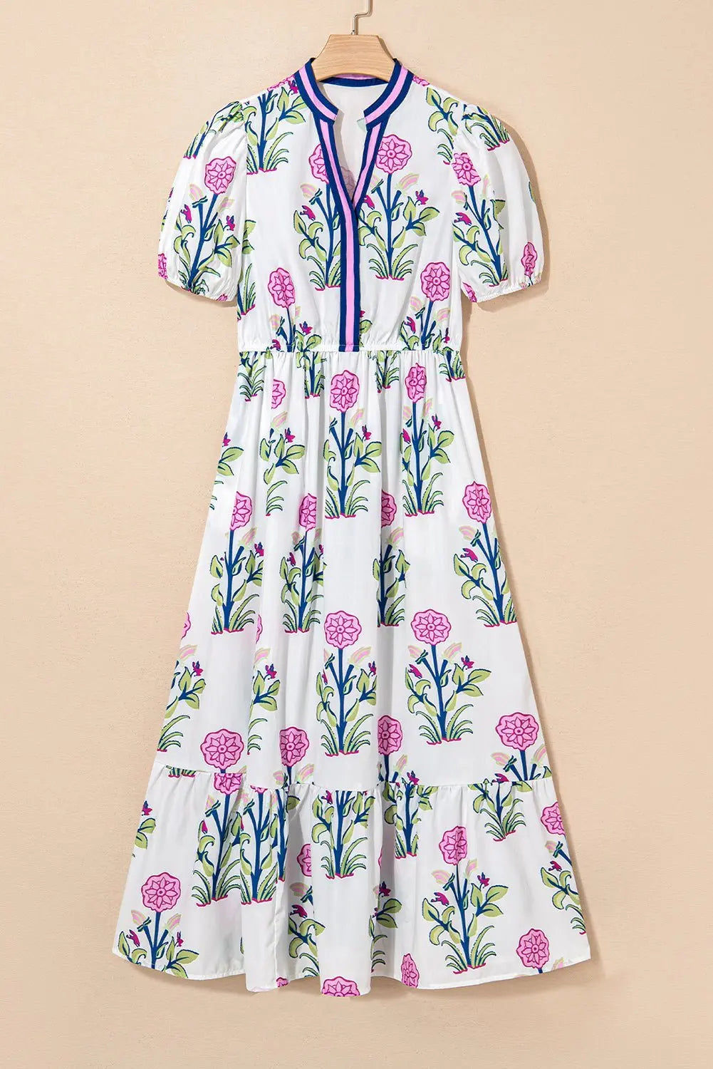 Tessa | Boho Ruffle Puff-Sleeve Midi Dress