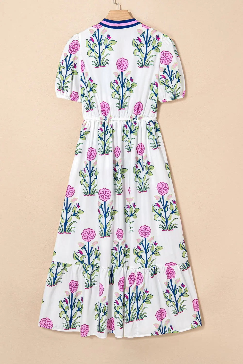 Tessa | Boho Ruffle Puff-Sleeve Midi Dress