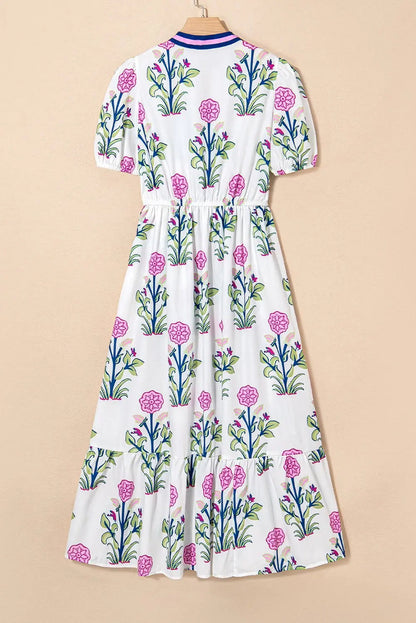 Tessa | Boho Ruffle Puff-Sleeve Midi Dress