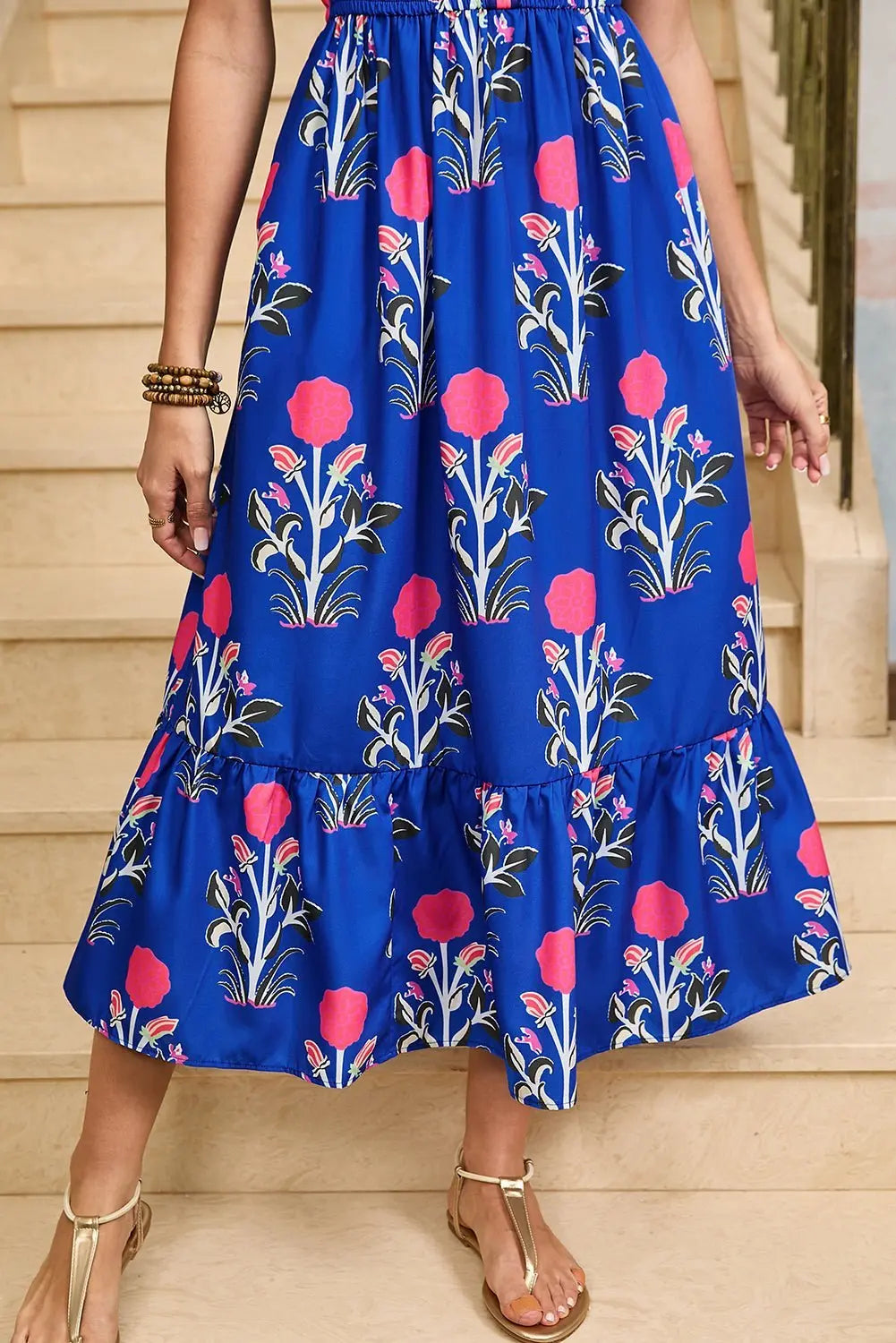 Tessa | Boho Ruffle Puff-Sleeve Midi Dress